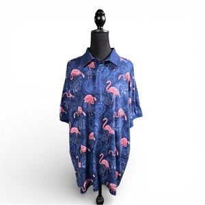 Blue Flamingo Print Men's Shirt